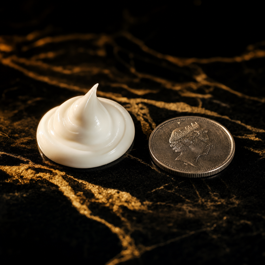 Correct amount of Go Dark tanning cream, a 10p sized dollop