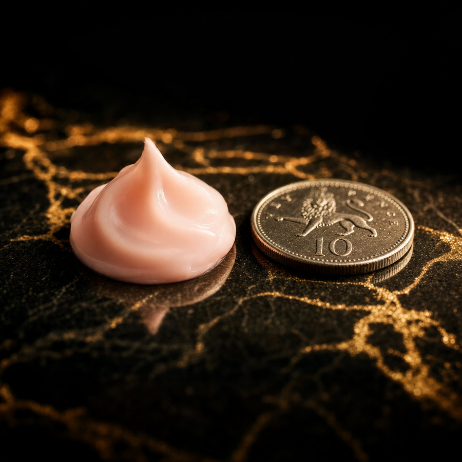 Correct amount of Bubblegum Mania tanning cream, a 10p sized dollop