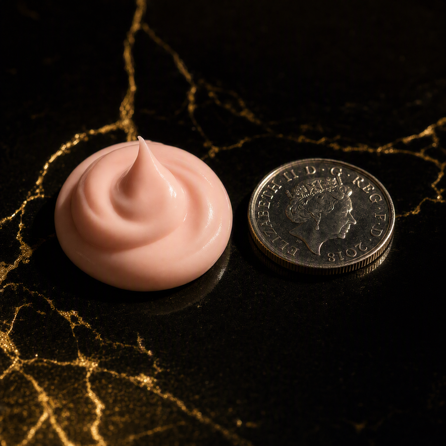 Correct amount of Electric Melon tanning cream, a 10p sized dollop
