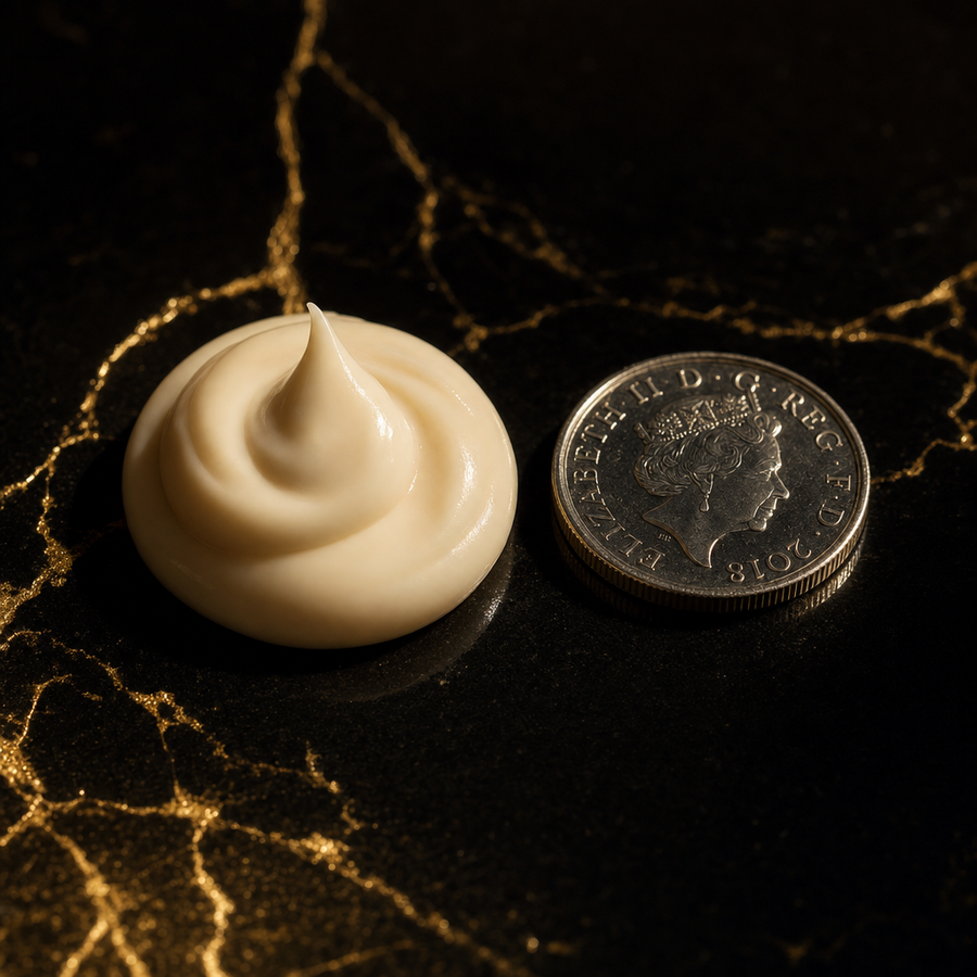 Correct amount of Island Coconut tanning cream, a 10p sized dollop