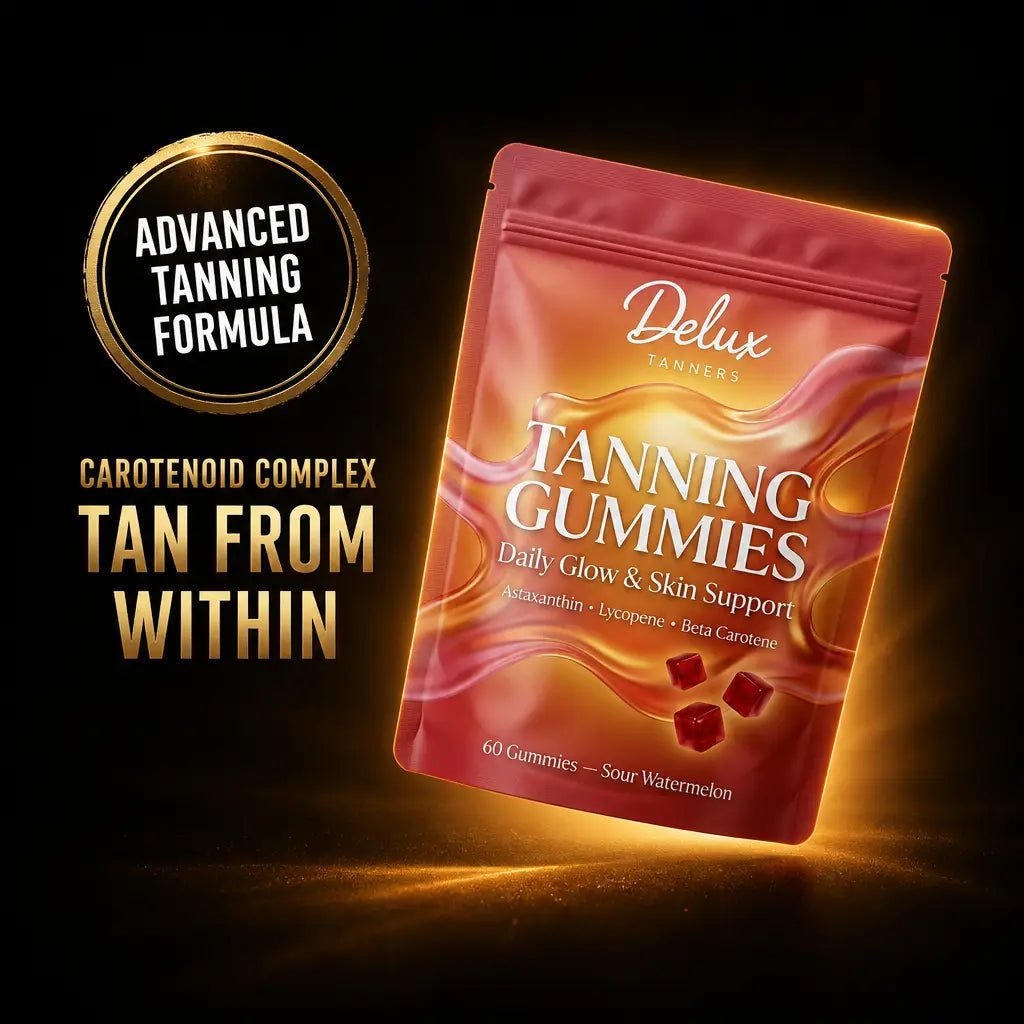 Delux tanning gummies, daily glow support supplement