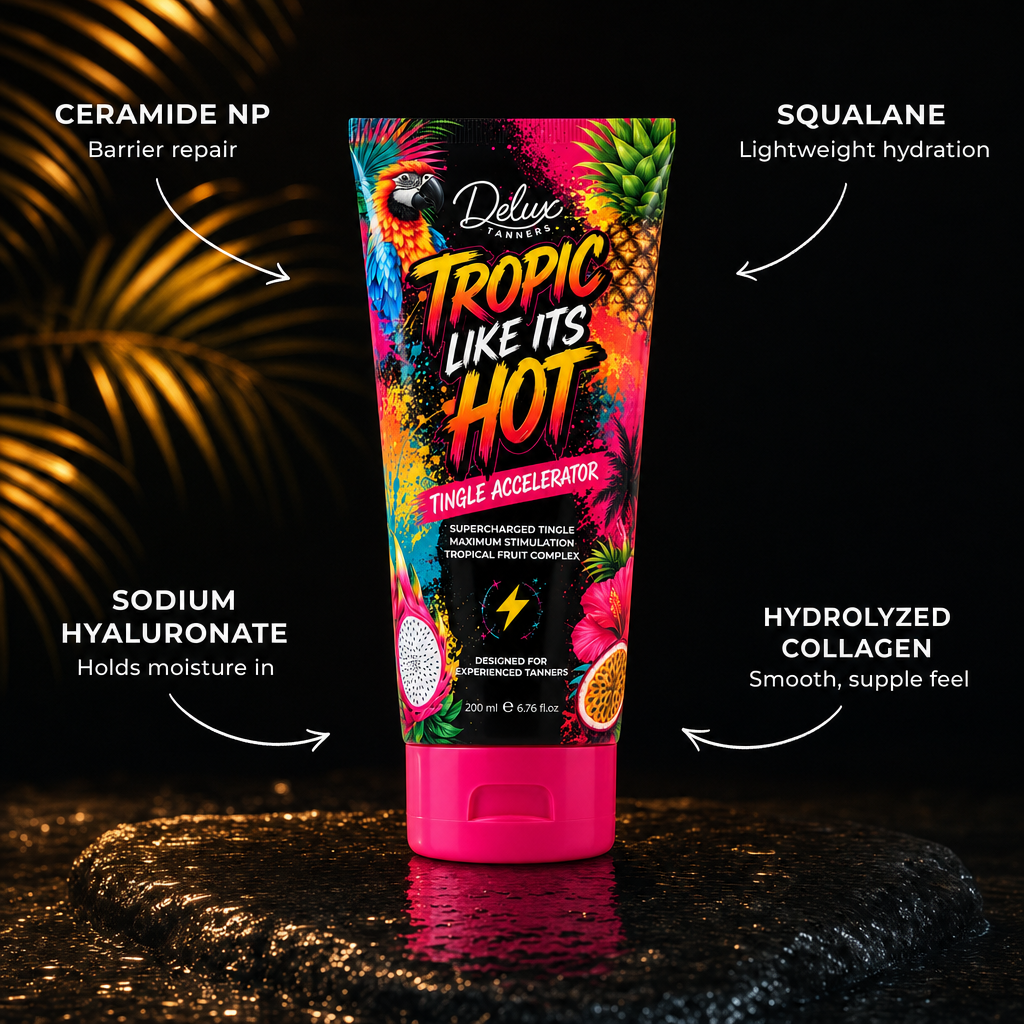 Tropic Like It's Hot skincare base: ceramide NP, squalane, sodium hyaluronate, hydrolysed collagen